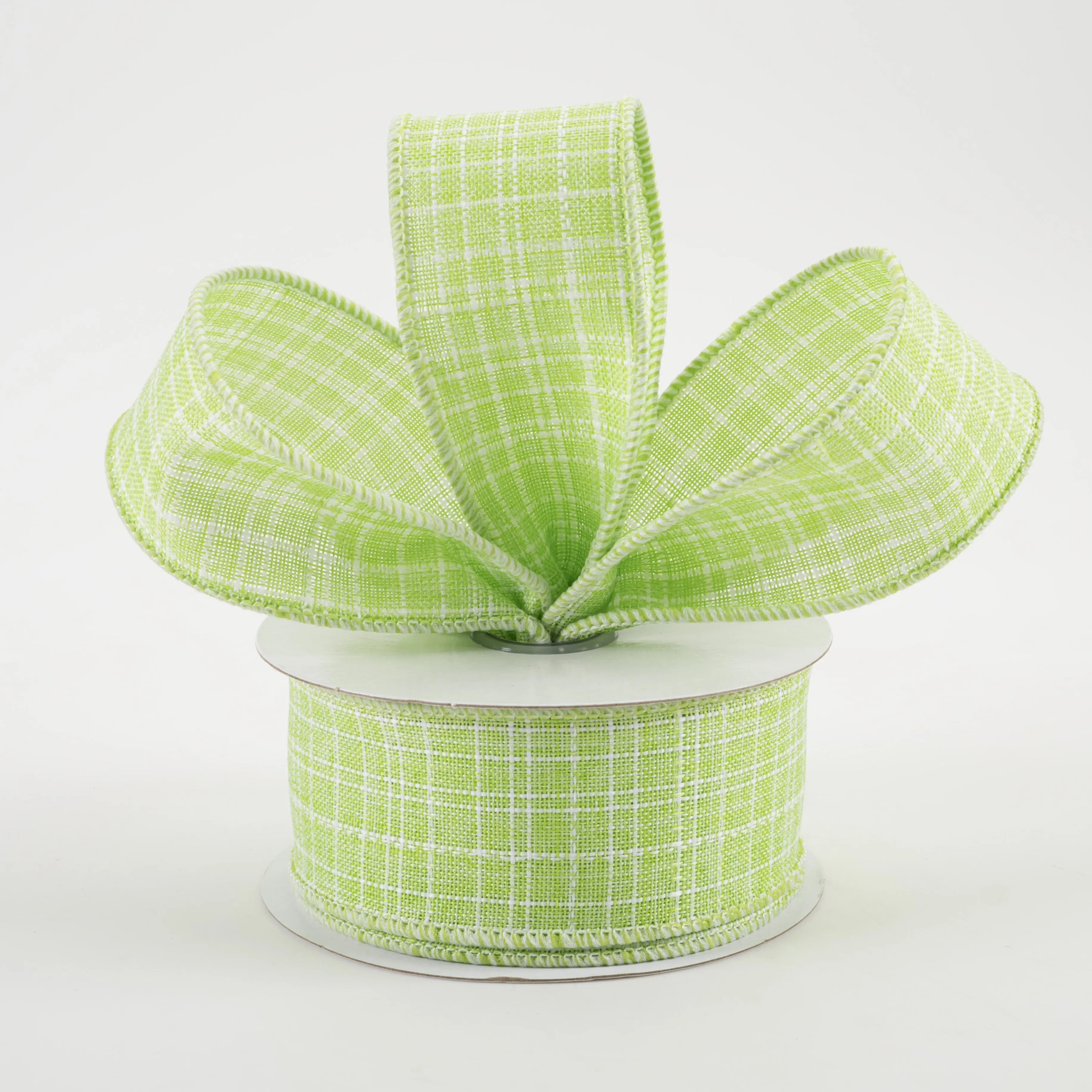 1.5" Check Royal Burlap Ribbon: Lime Green (10 Yards)
