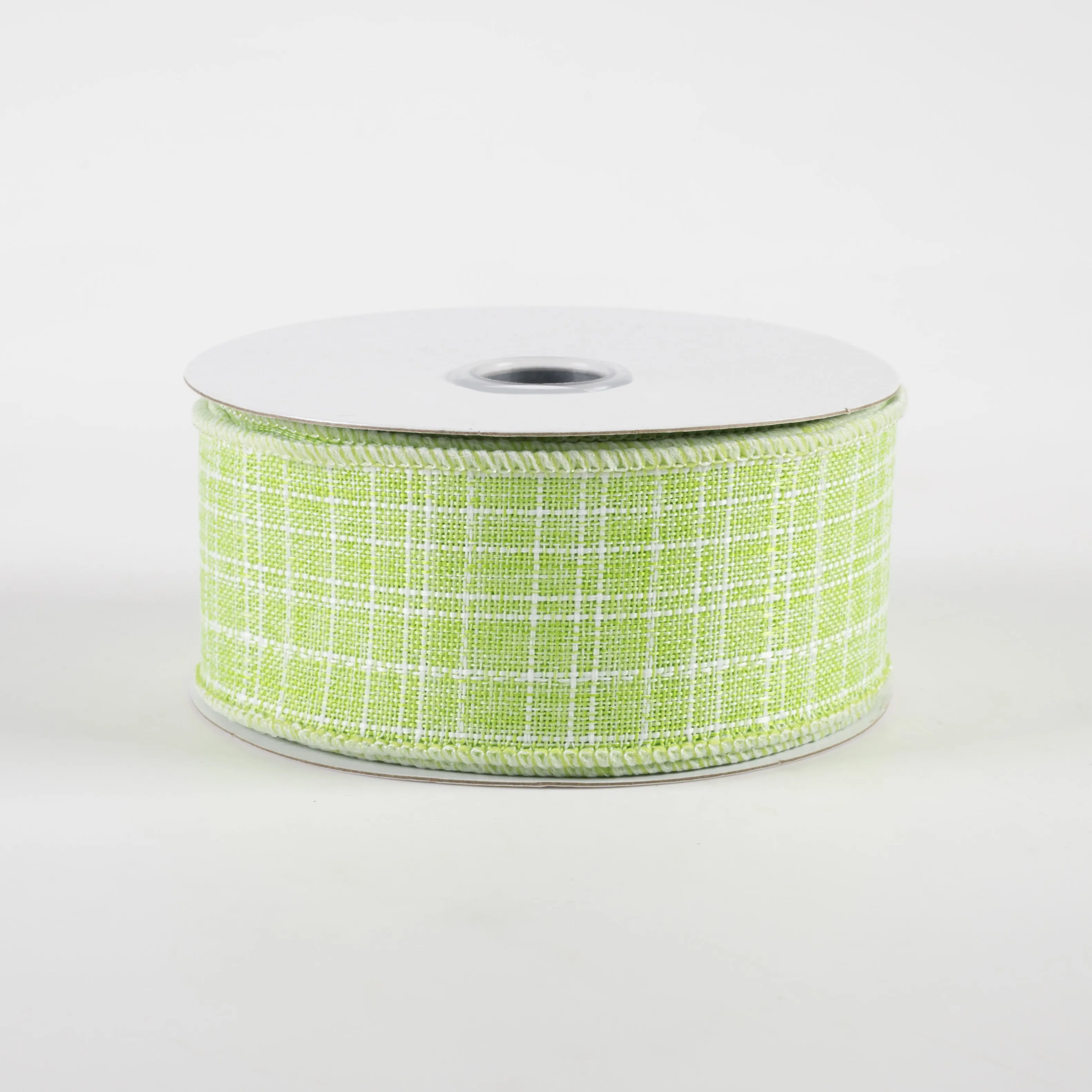 1.5" Check Royal Burlap Ribbon: Lime Green (10 Yards)