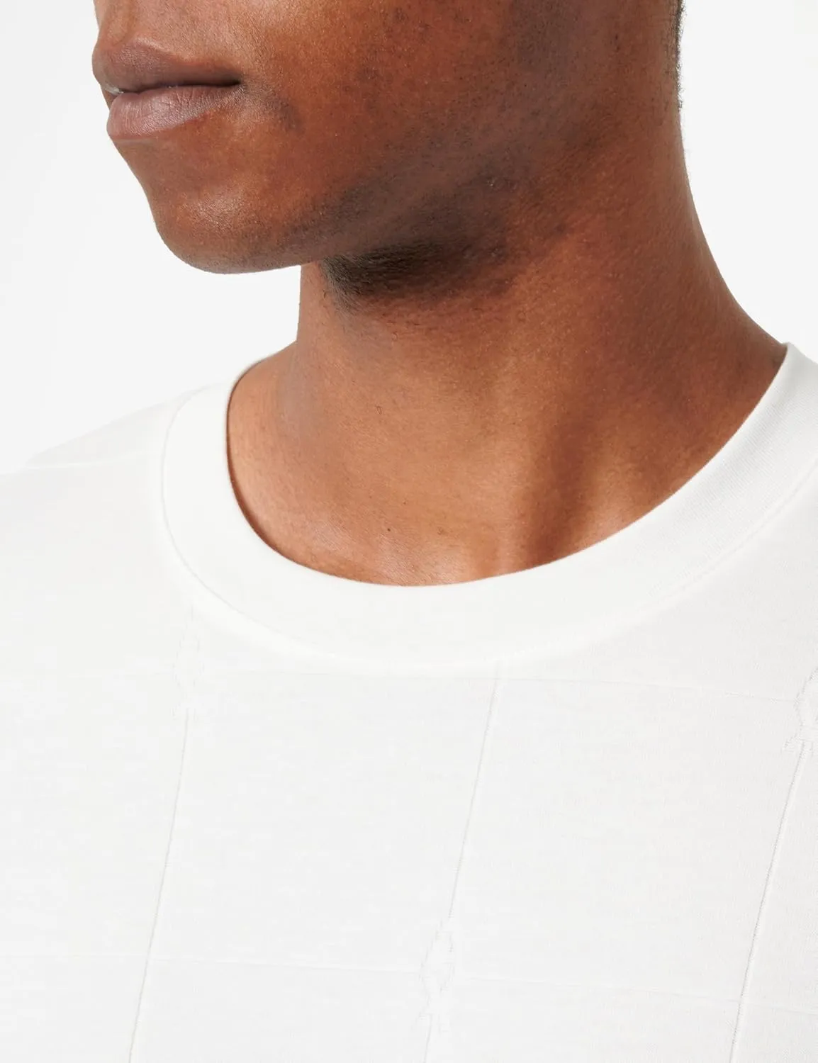 Armani Exchange Men's Jacquard Grid with Vertical Stacked Ax Logos Oversized Fit Tee