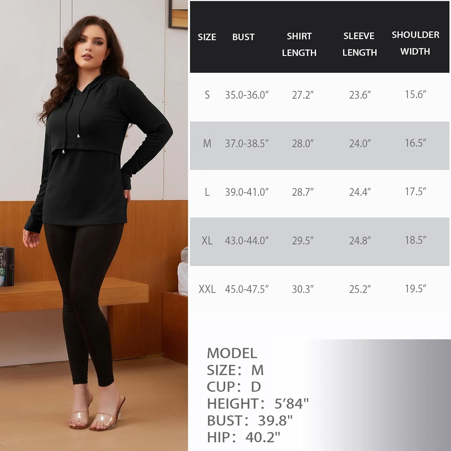 Bhome Nursing Shirt Long Sleeves Hoodie Breastfeeding Top Sweatshirt
