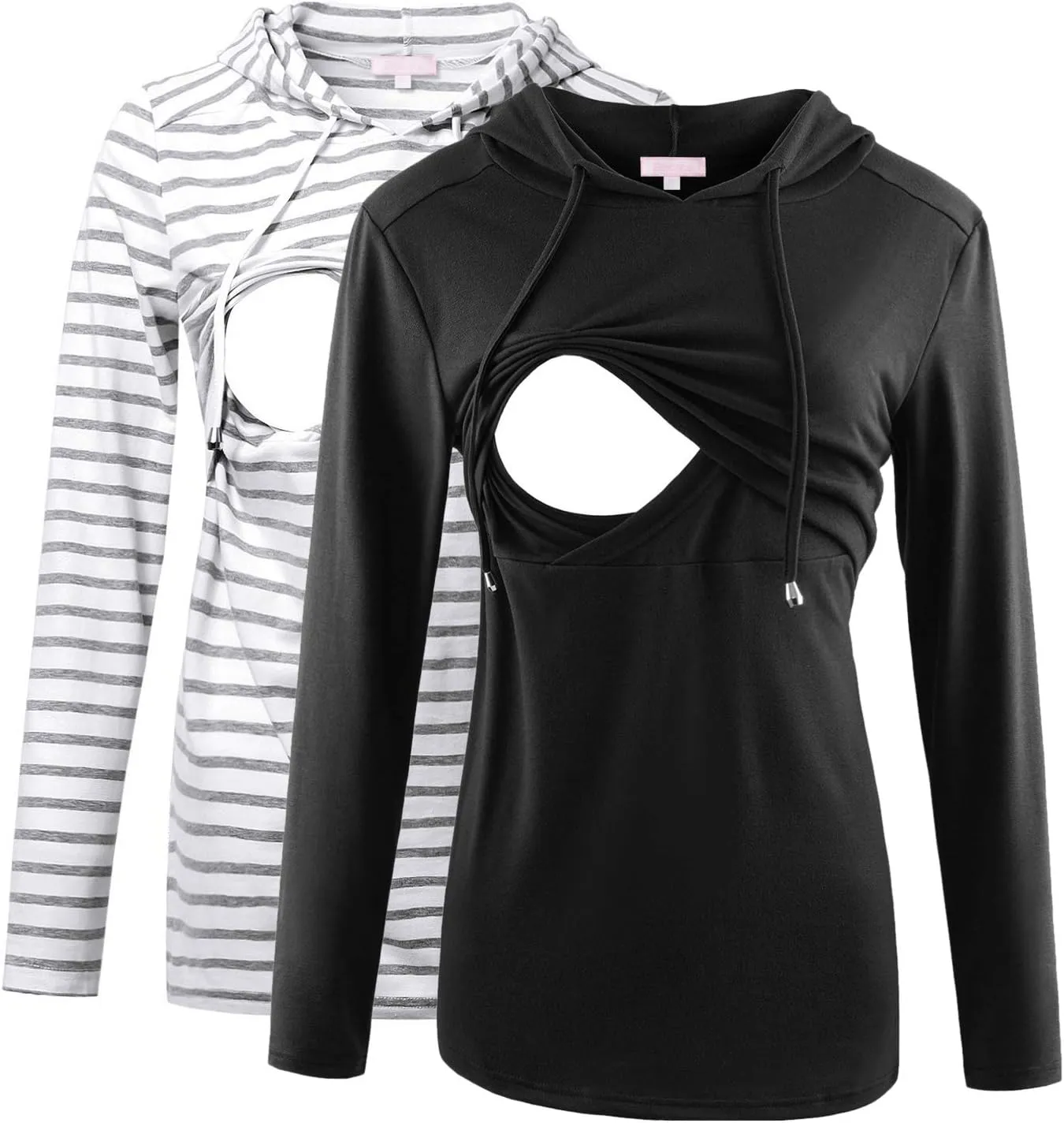 Bhome Nursing Shirt Long Sleeves Hoodie Breastfeeding Top Sweatshirt