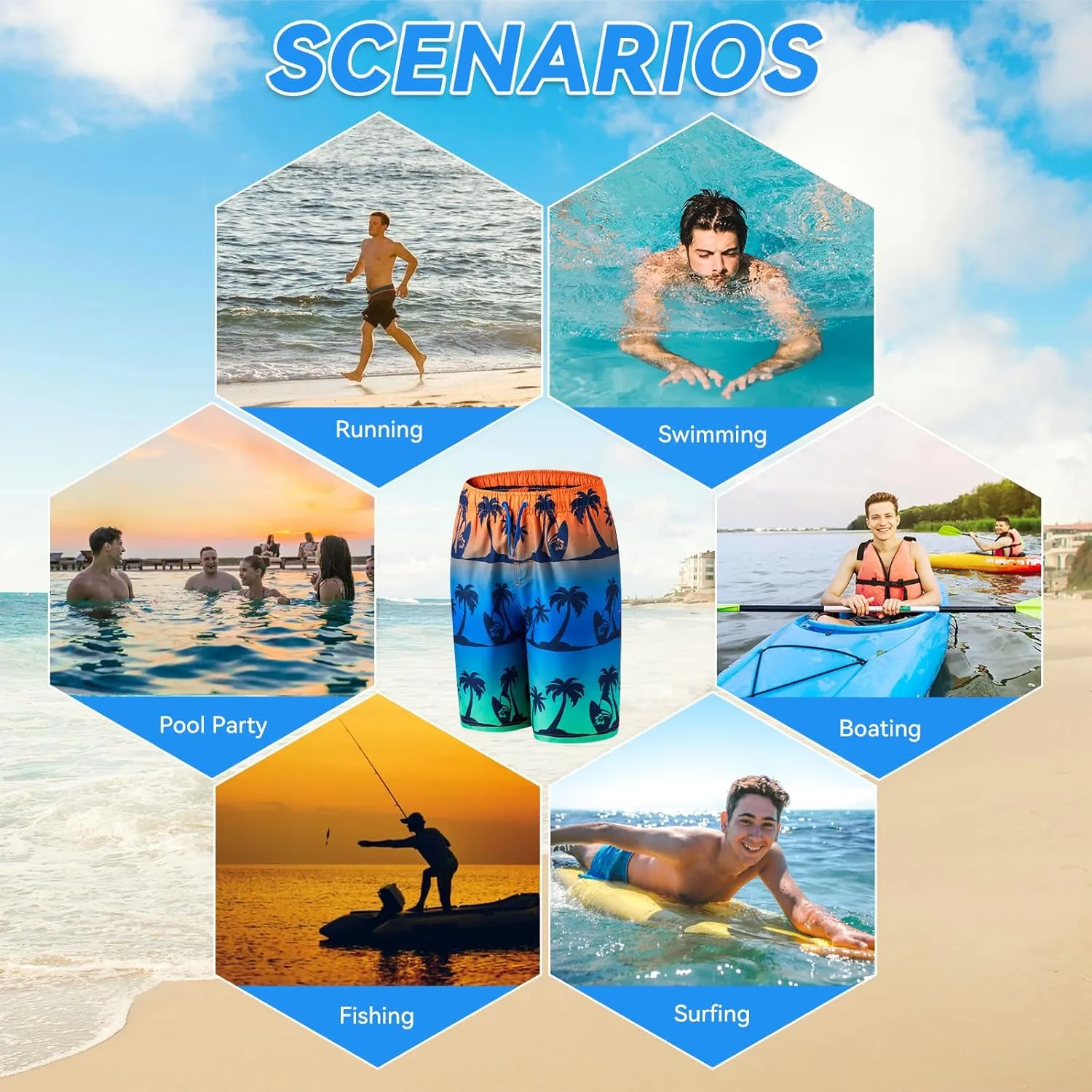 Boys Swim Trunks Quick-Dry w/Ultra Soft Jersey Lining Premium Eco Material UPF 50 