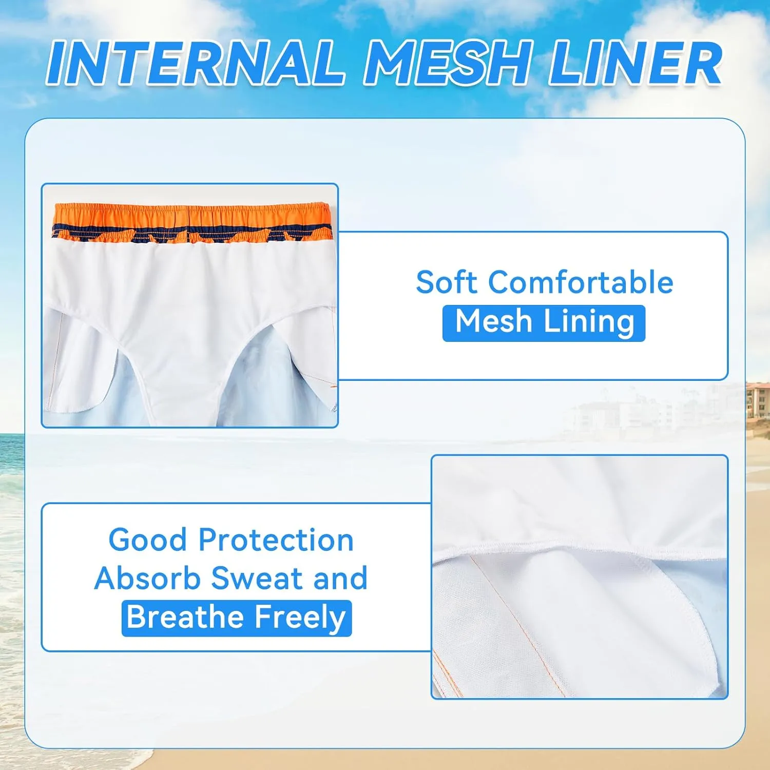 Boys Swim Trunks Quick-Dry w/Ultra Soft Jersey Lining Premium Eco Material UPF 50 