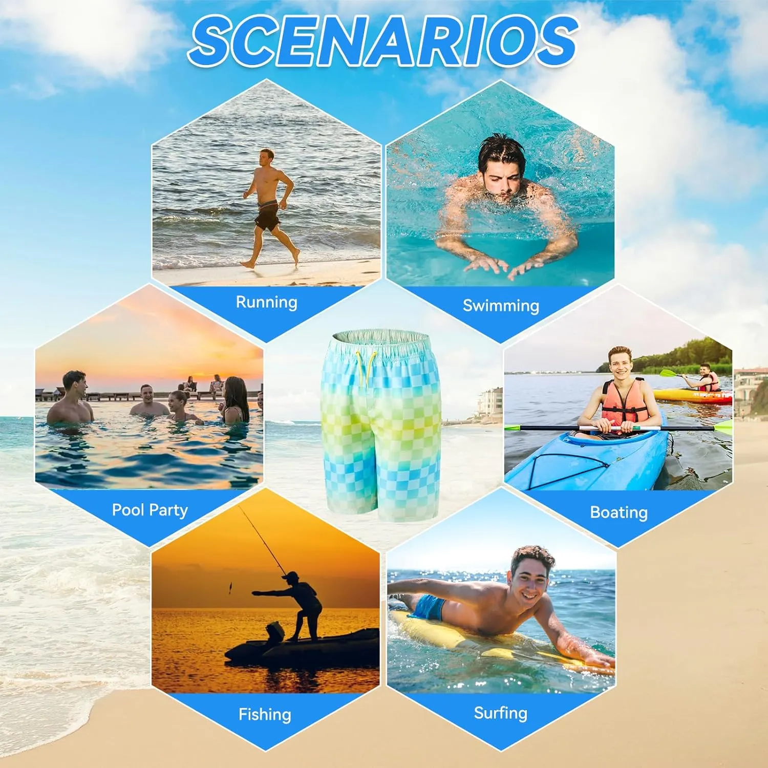 Boys Swim Trunks Quick-Dry w/Ultra Soft Jersey Lining Premium Eco Material UPF 50 