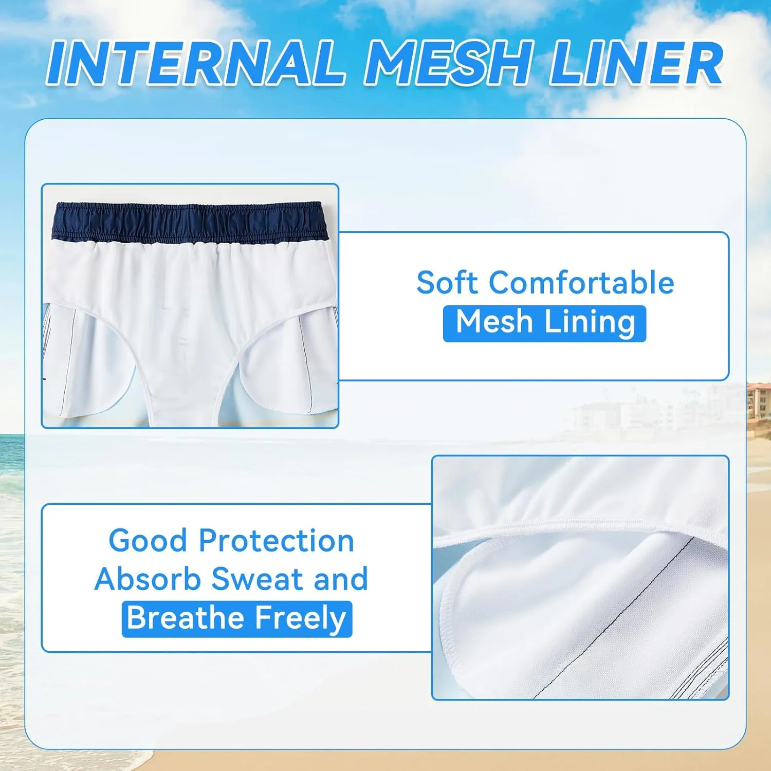 Boys Swim Trunks Quick-Dry w/Ultra Soft Jersey Lining Premium Eco Material UPF 50 
