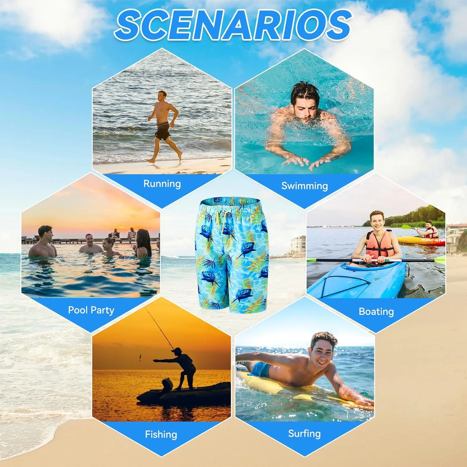 Boys Swim Trunks Quick-Dry w/Ultra Soft Jersey Lining Premium Eco Material UPF 50 