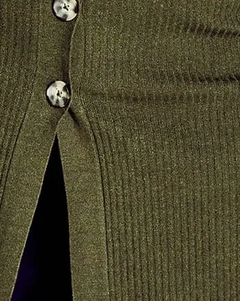 Button Down Midi Cardigan | Khaki