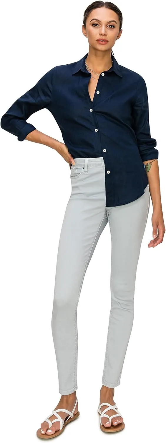 Cali1850 Women's Casual Linen Shirts – Classic Fit 100% Linen Long Sleeve Fitted Button Down Top Collared Blouse
