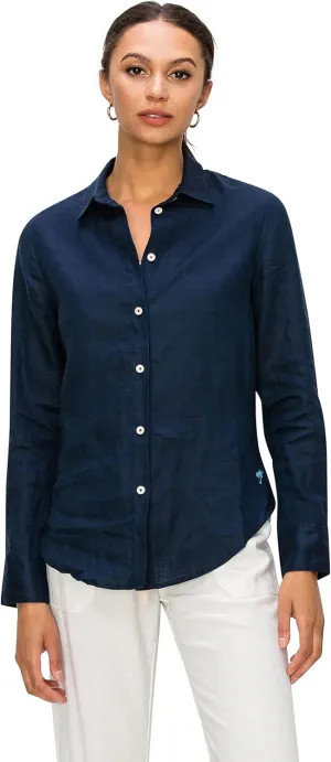 Cali1850 Women's Casual Linen Shirts – Classic Fit 100% Linen Long Sleeve Fitted Button Down Top Collared Blouse
