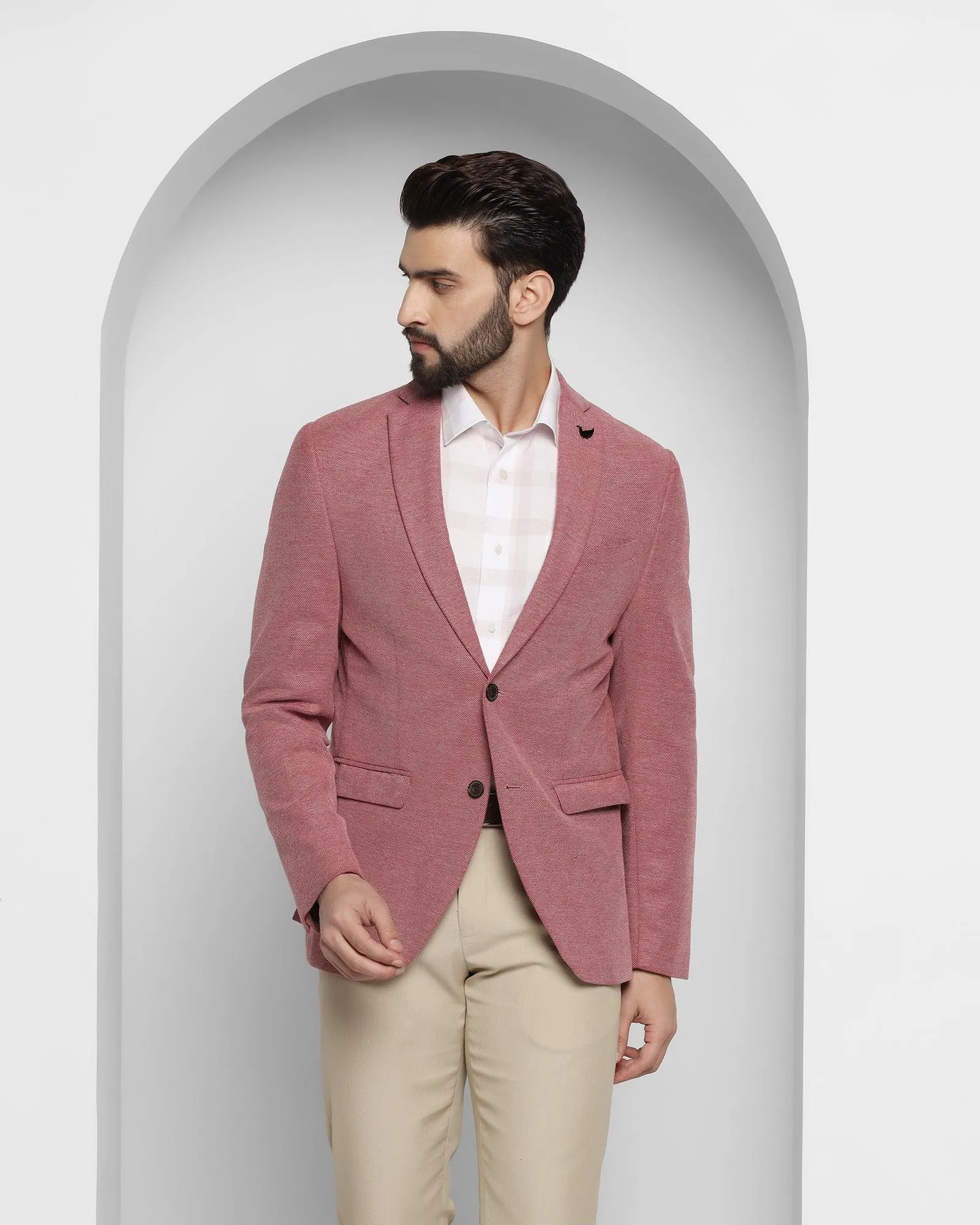 Casual Red Textured Blazer - Kylo