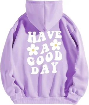 Cioatin Women’s Y2K Slogan Letter Graphic Oversized Aesthetic Hoodie Drop Shoulder Fleece Hooded Sweatshirt Pullover