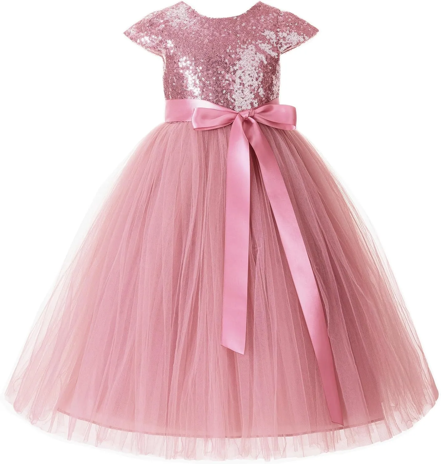 ekidsbridal Cap Sleeves Sequin Flower Girl Dress Photoshoot Dresses for Toddler Girl 211