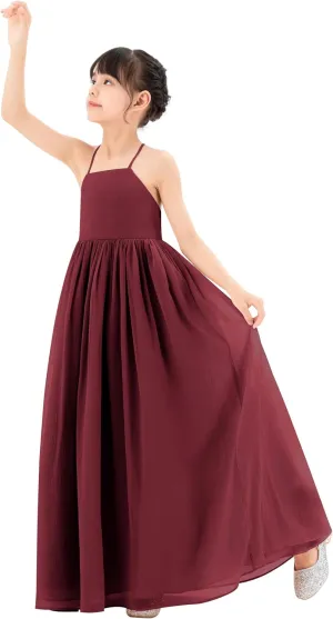 ekidsbridal Spaghetti-Strap Chiffon A-Line Flower Girl Dresses for Beauty Pageants CHA