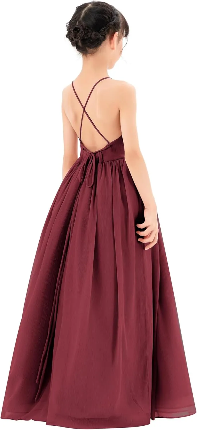 ekidsbridal Spaghetti-Strap Chiffon A-Line Flower Girl Dresses for Beauty Pageants CHA