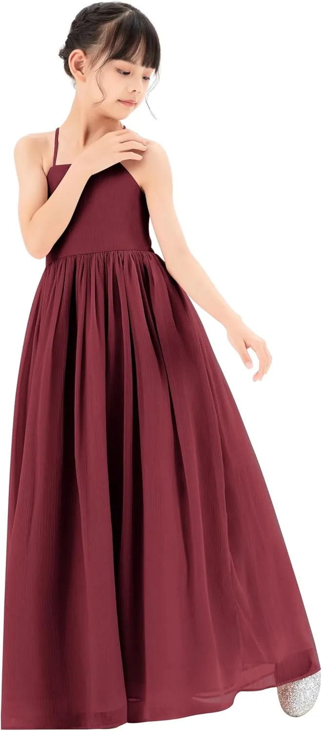 ekidsbridal Spaghetti-Strap Chiffon A-Line Flower Girl Dresses for Beauty Pageants CHA