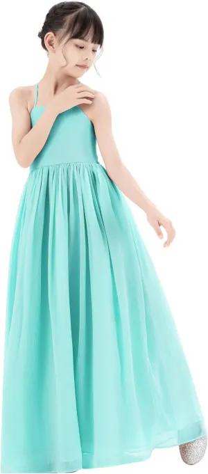 ekidsbridal Spaghetti-Strap Chiffon A-Line Flower Girl Dresses for Beauty Pageants CHA