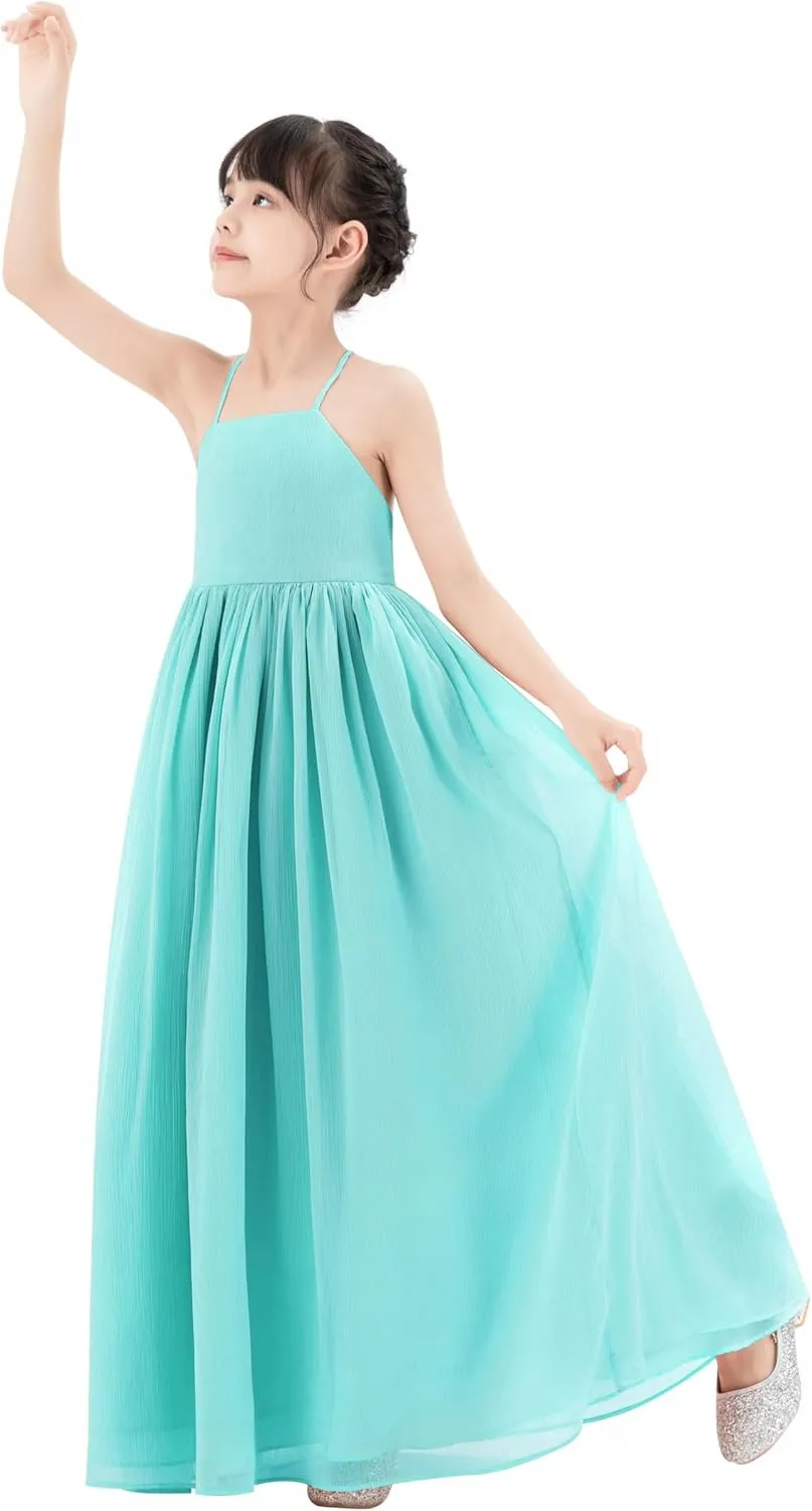 ekidsbridal Spaghetti-Strap Chiffon A-Line Flower Girl Dresses for Beauty Pageants CHA
