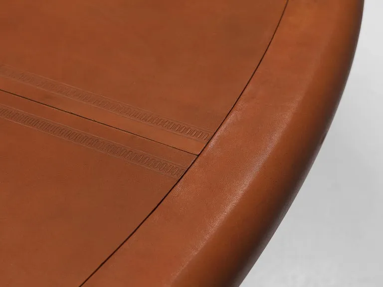 Guido Faleschini for Mariani Round Table in Cognac Leather 8ft