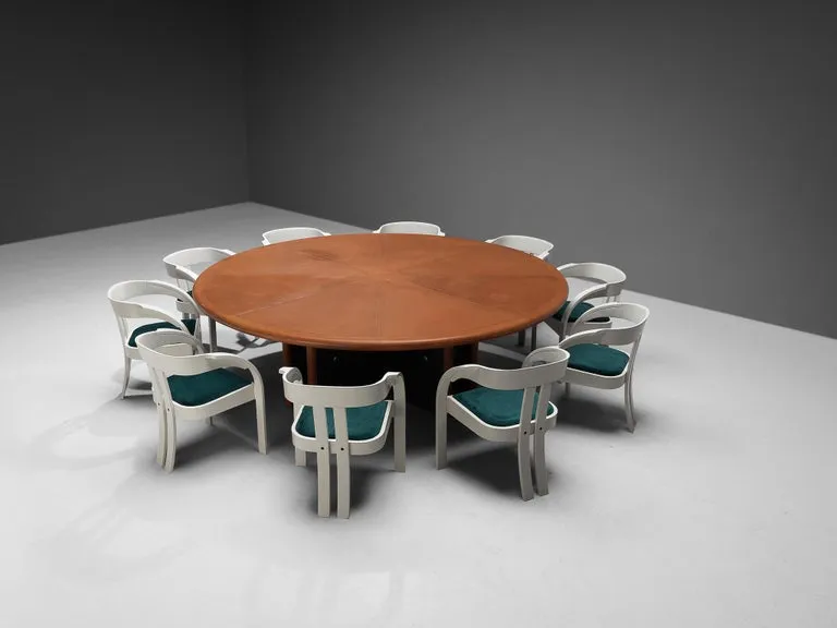 Guido Faleschini for Mariani Round Table in Cognac Leather 8ft