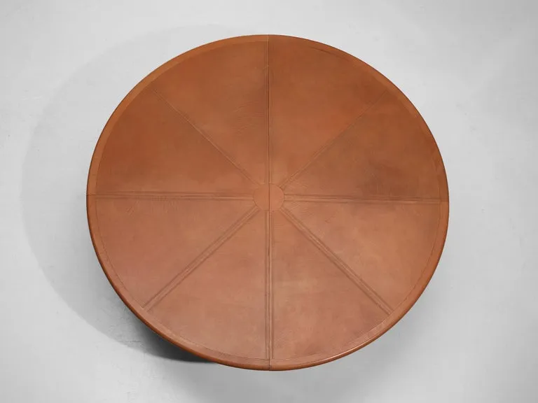 Guido Faleschini for Mariani Round Table in Cognac Leather 8ft