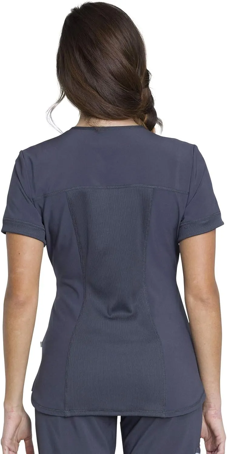 Infinity Women's Scrub Top Zip Front V-Neck Top with 4 Pocket 360° Stretch & Moisture Wicking Technology CK810A