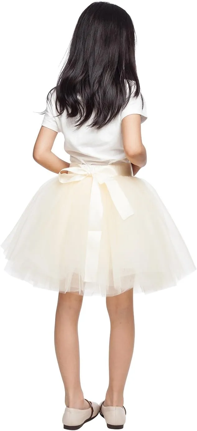Little Girl Tutu Skirt A Line 7 Layers Tulle Skirt Party Princess Dance Tutus for Girls 4T -6T