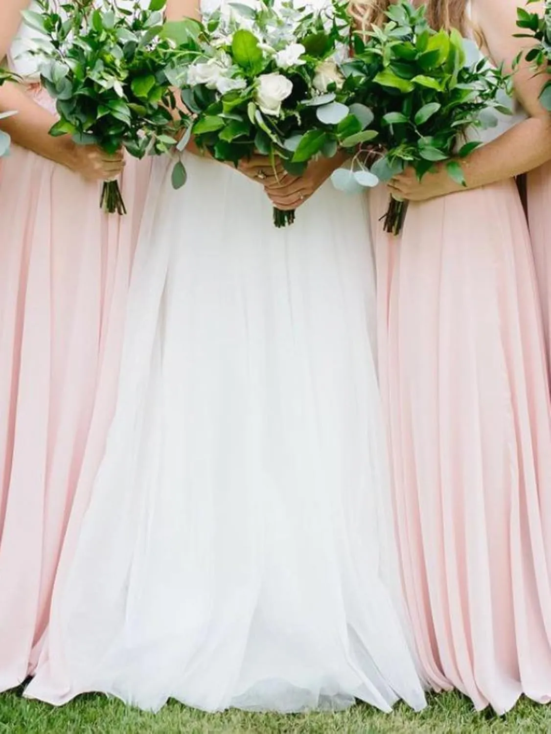 Long Maxi Floor Lengh Chiffon Skirt Elastic High Waist Bridesmaid Skirt