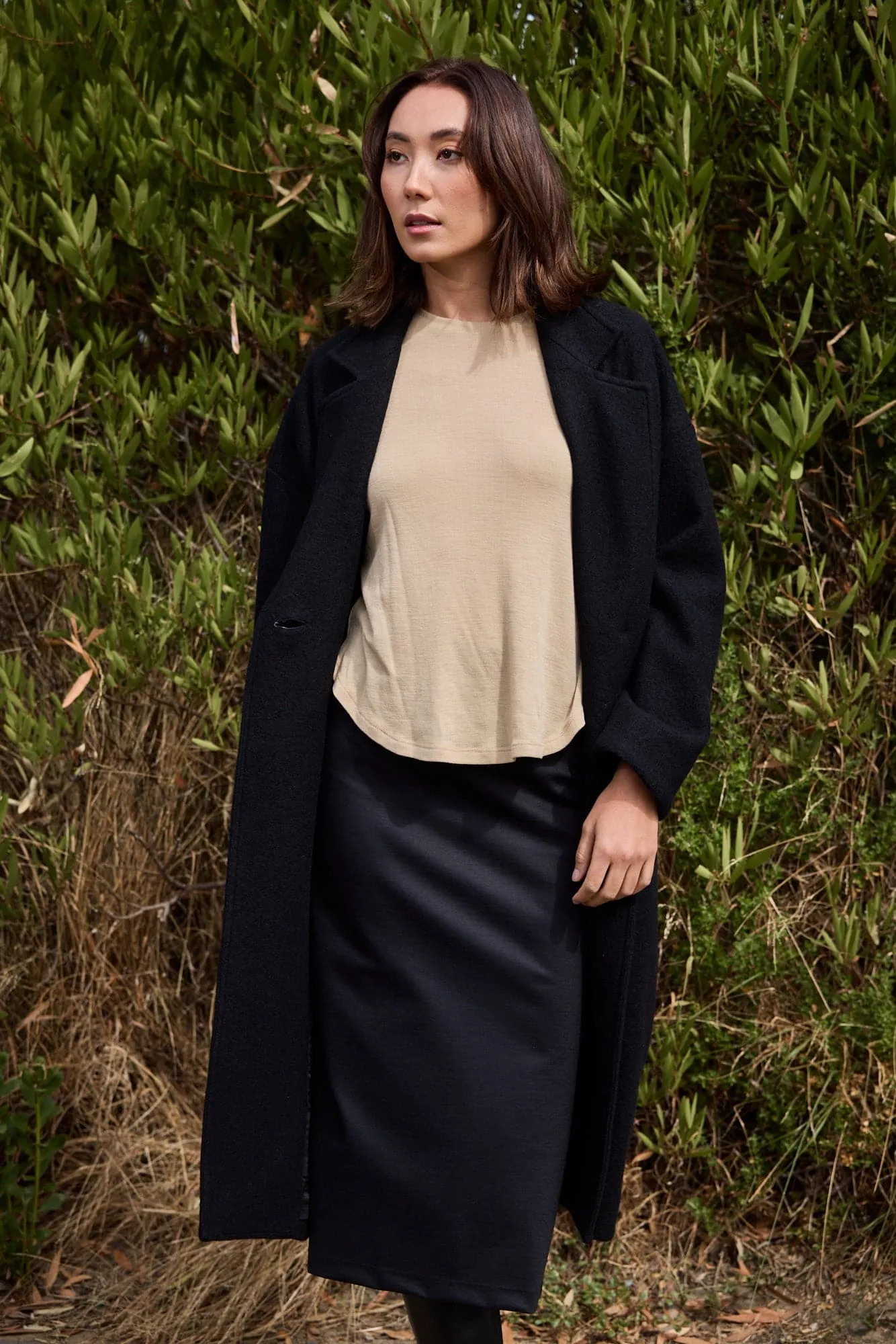 Louanna Soft Merino Wool Coat Black Night