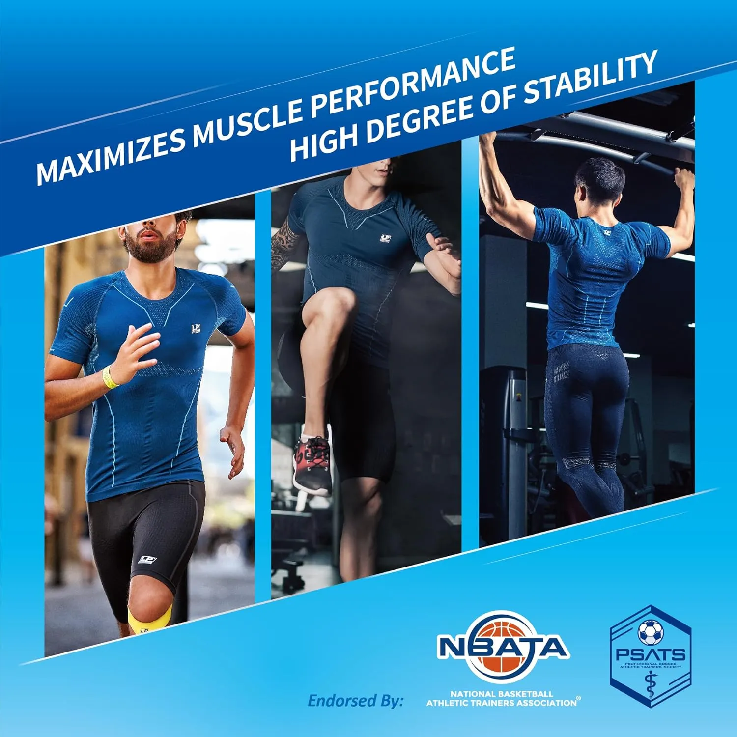 LP SUPPORT ARM2401Z Men's Long Sleeve Compression Shirts for Sports and Workouts - Fast Drying Material (Navy Blue,Size XL)
