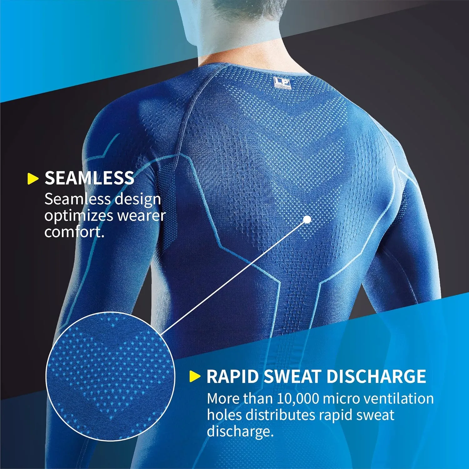 LP SUPPORT ARM2401Z Men's Long Sleeve Compression Shirts for Sports and Workouts - Fast Drying Material (Navy Blue,Size XL)