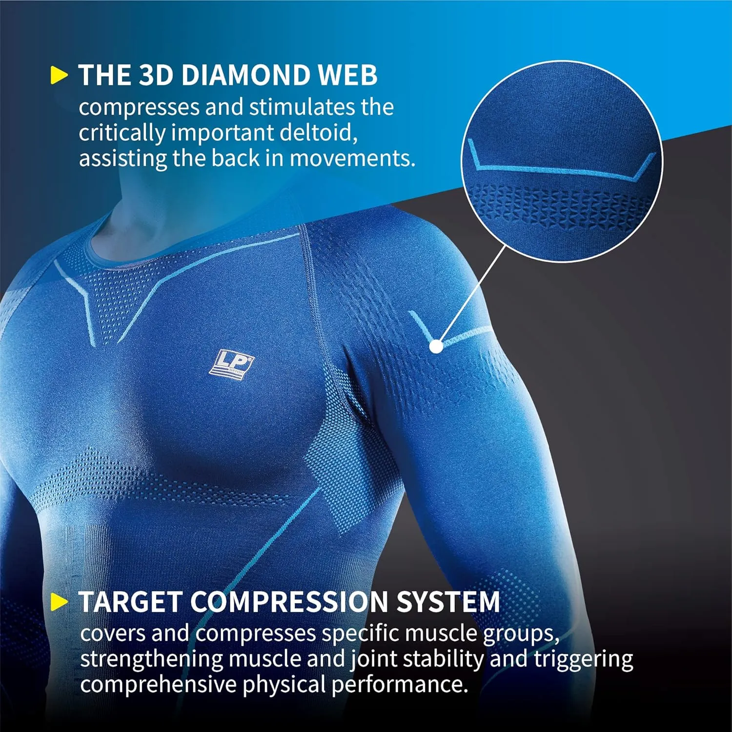 LP SUPPORT ARM2401Z Men's Long Sleeve Compression Shirts for Sports and Workouts - Fast Drying Material (Navy Blue,Size XL)