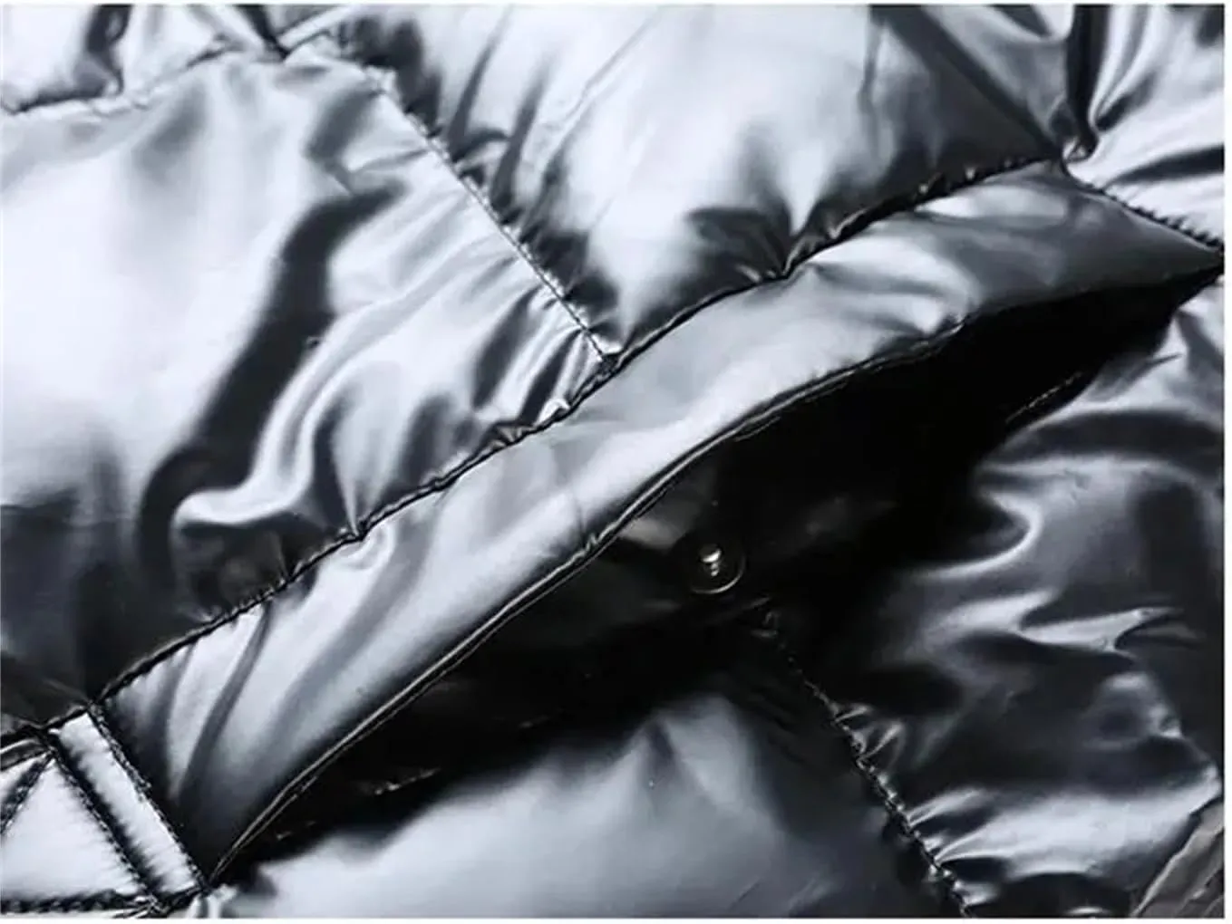Men's Mid Length Warm Down Jacket Winter Hooded Bright Long Puffer Coats Outwear