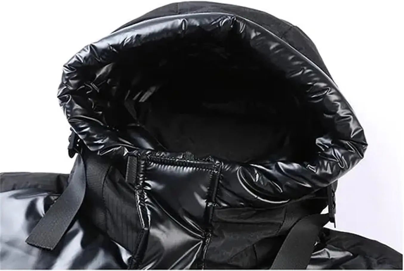 Men's Mid Length Warm Down Jacket Winter Hooded Bright Long Puffer Coats Outwear