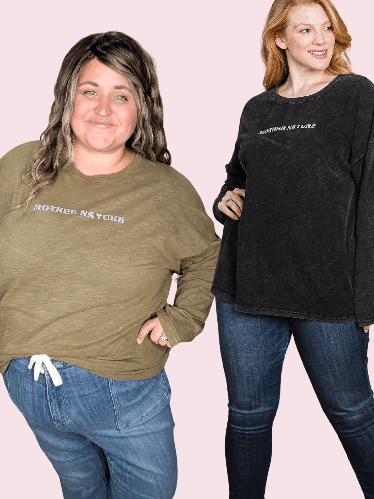 Mother Nature Long Sleeve Vintage Washed Top