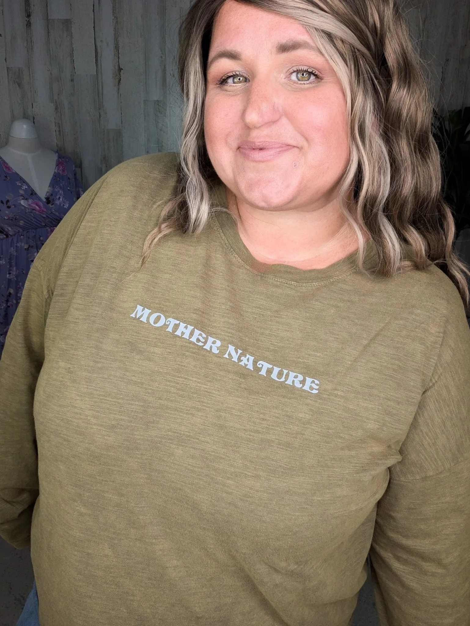 Mother Nature Long Sleeve Vintage Washed Top