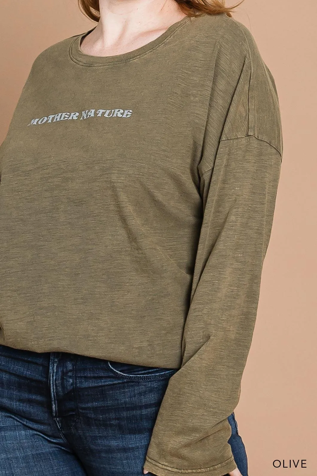 Mother Nature Long Sleeve Vintage Washed Top
