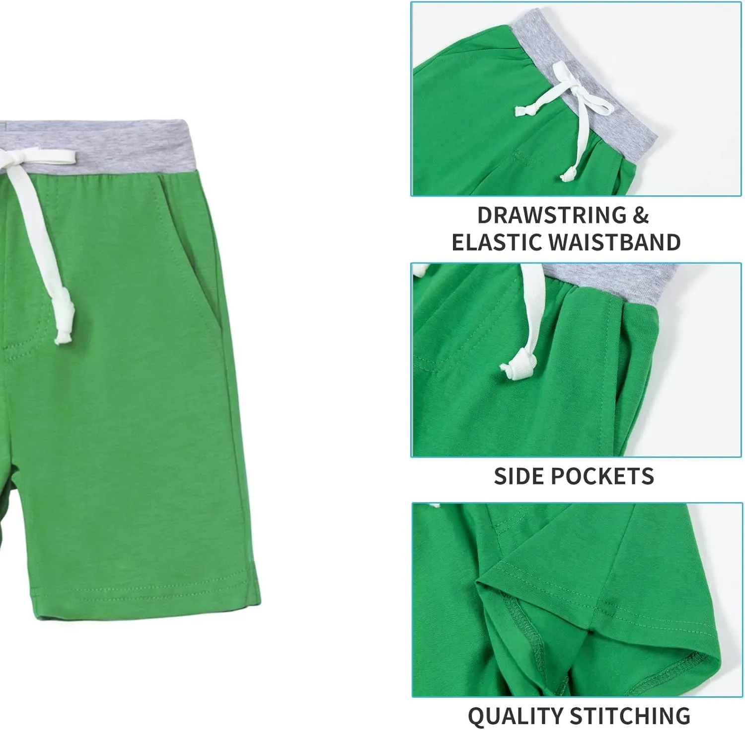 Mud Kingdom Classic Shorts for Boys Thin Jersey Material Cotton Drawstring Casual Summer Lightweight