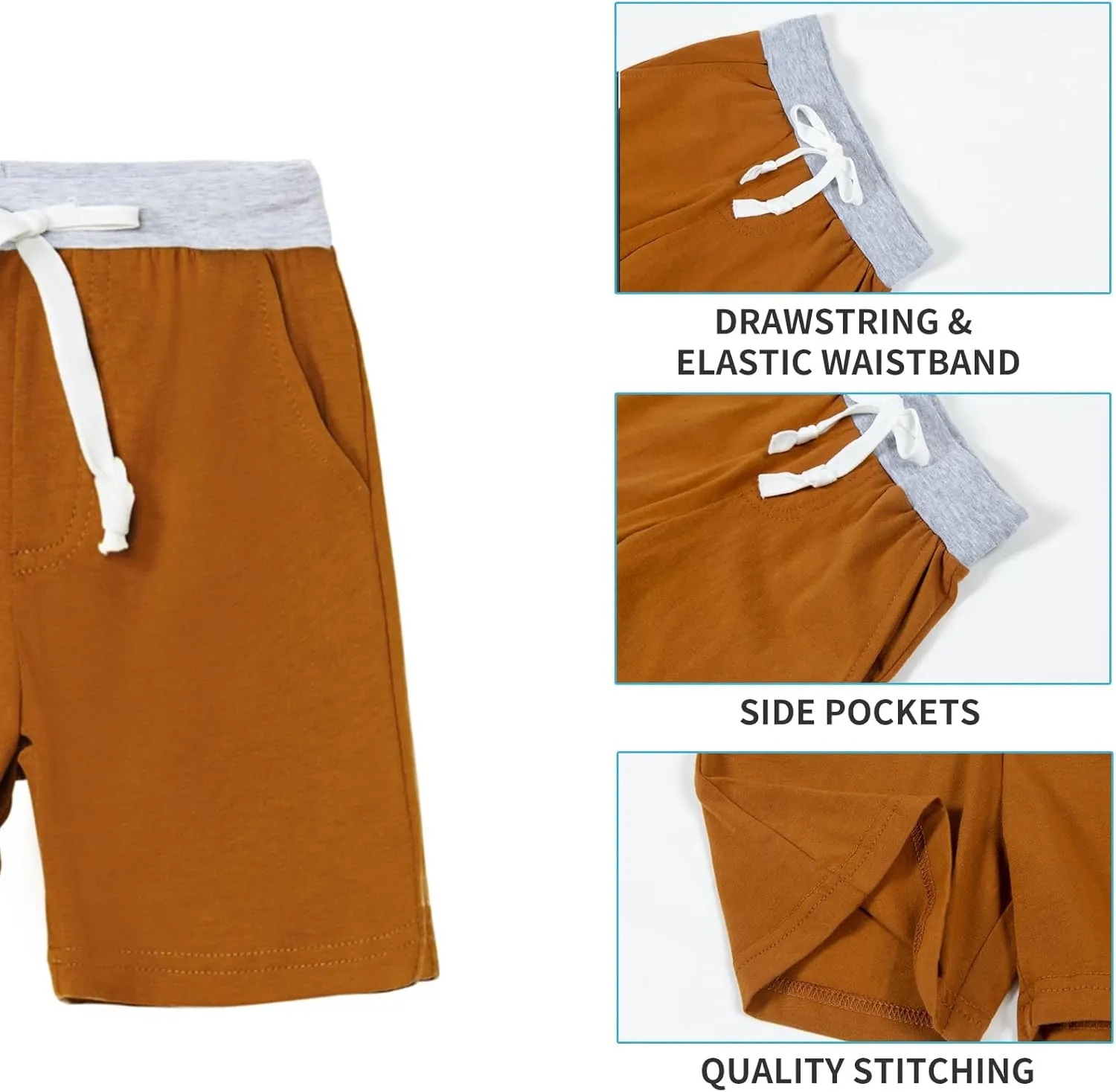Mud Kingdom Classic Shorts for Boys Thin Jersey Material Cotton Drawstring Casual Summer Lightweight