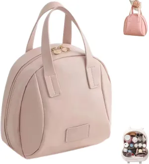 Multi-layered Shell-Shaped Cosmetic Bag,Large Capacity Cosmetic Bags, Make up travel bag organizer,Makeup with Compartments,Waterproof Portable Pouch (Pink)