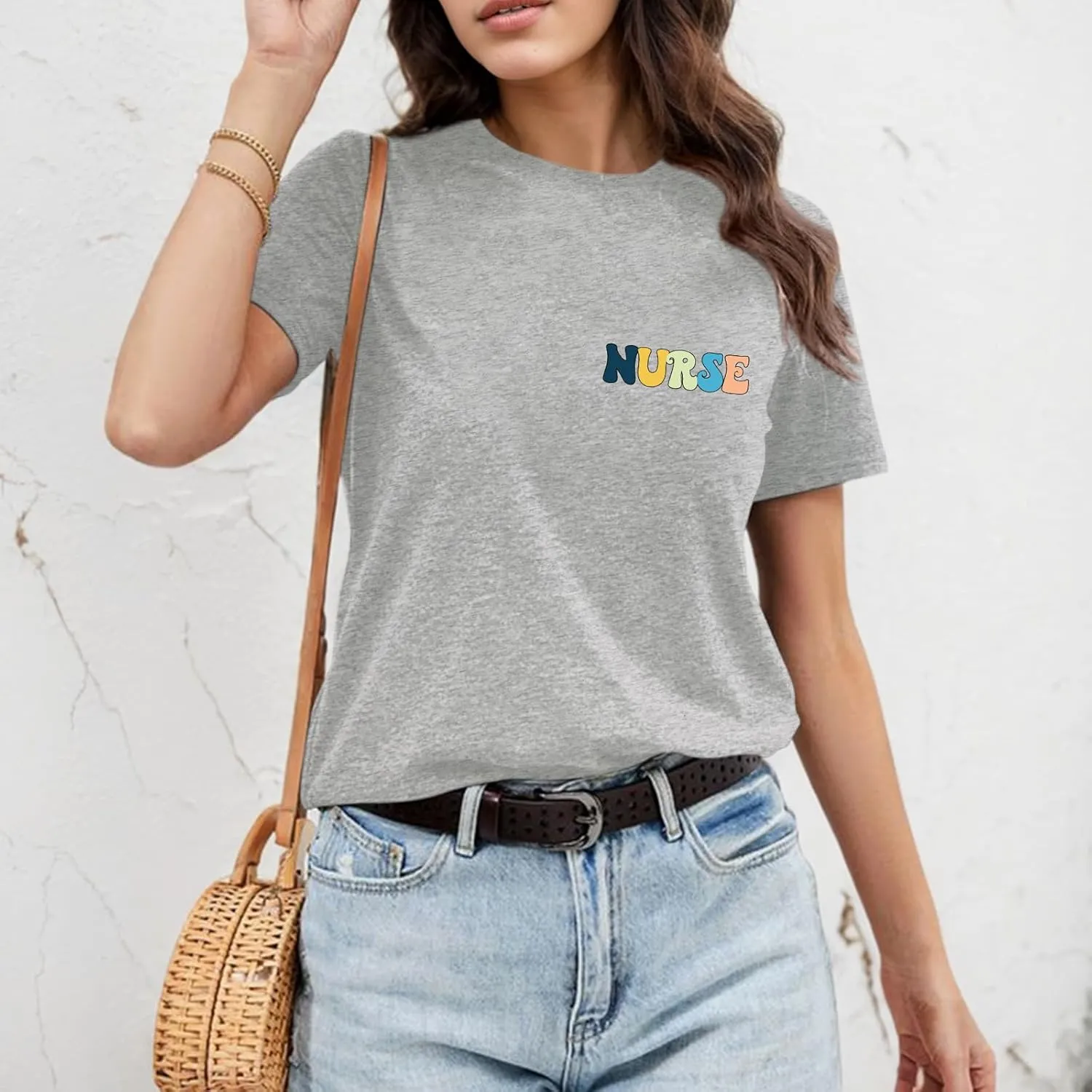 Nurse Graphic Shirts for Women Boho Floral Nurse Life T Shirt Stethoscope Oversized Graphic Tees Nurses Day Gifts