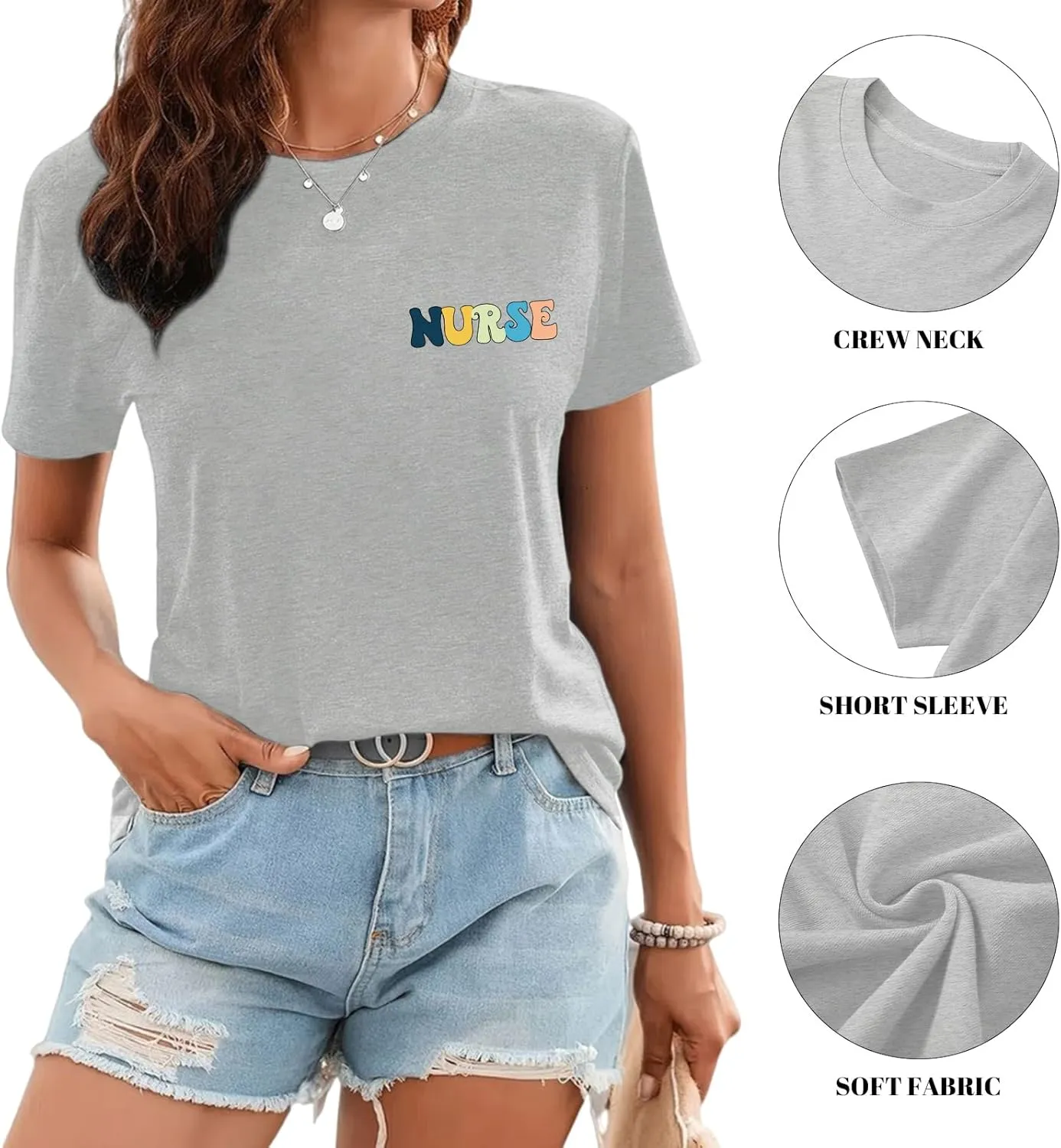 Nurse Graphic Shirts for Women Boho Floral Nurse Life T Shirt Stethoscope Oversized Graphic Tees Nurses Day Gifts