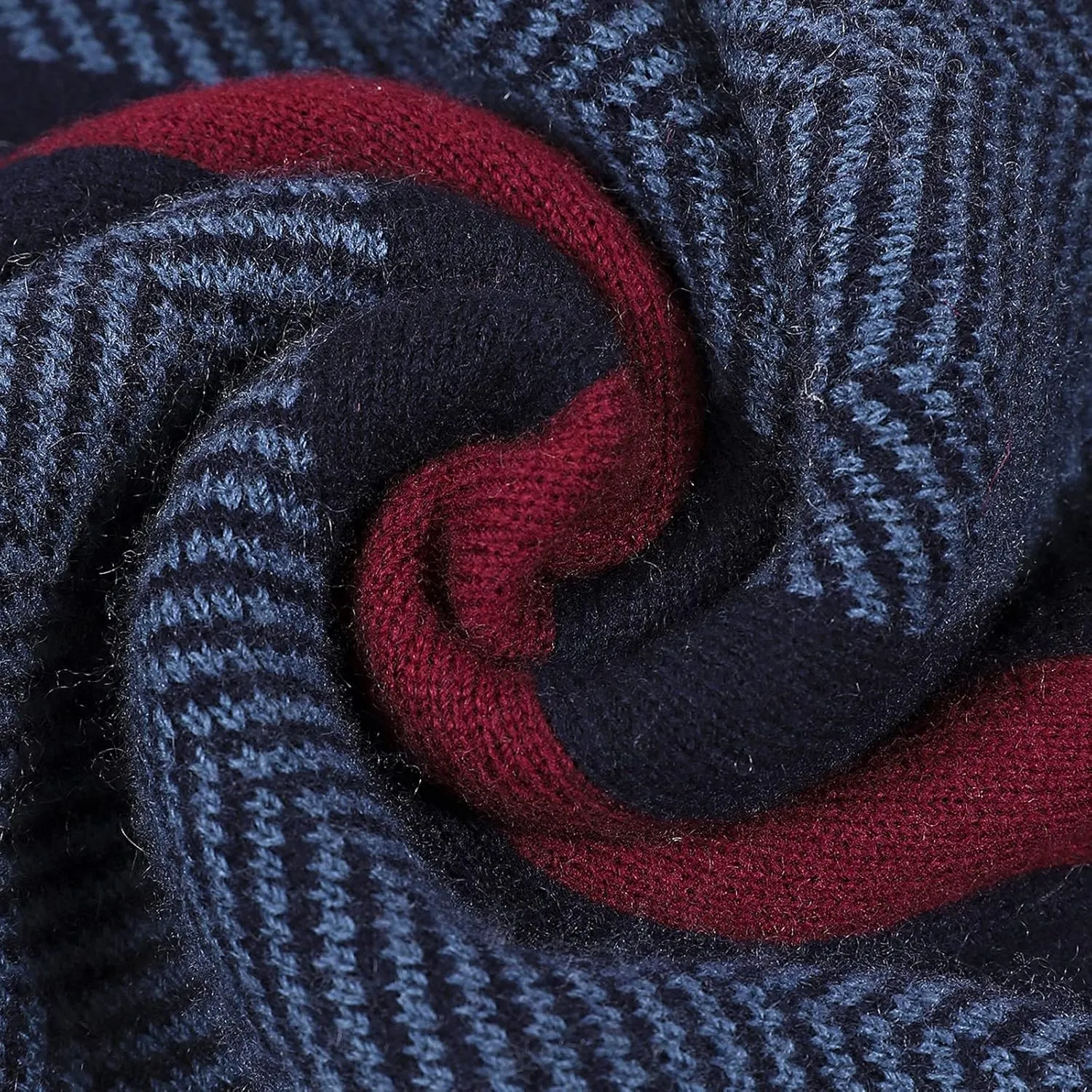 Pure Wool Scarves For men women, Pashmina Tartan Scarf,Cold Weather Scarf, Vertical Stripe Knit Winter Scarf