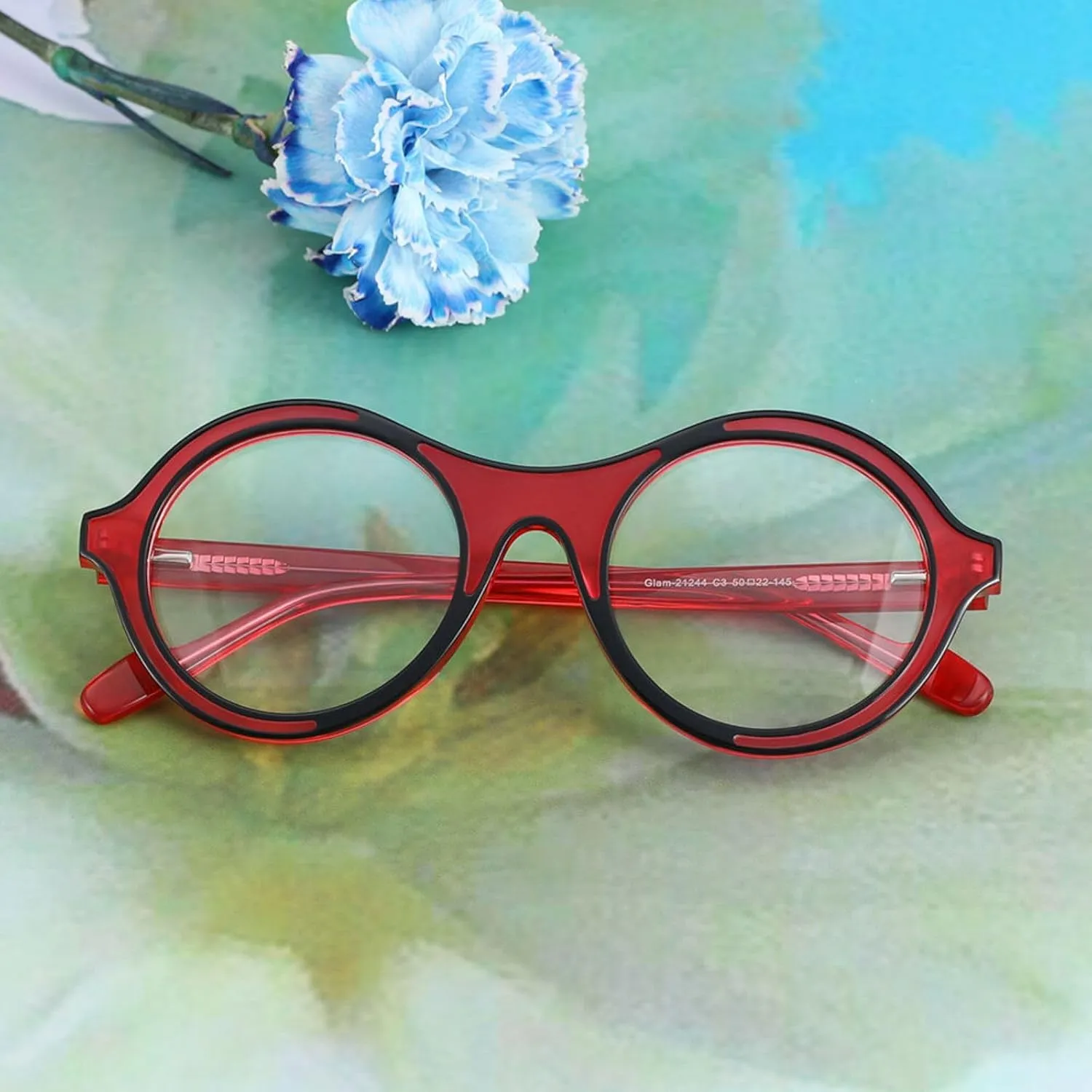 Round Reading Glasses, Fashion Comic Lines Style Full Rim Multicolor Blue Light Blocking Reader Eyeglasses