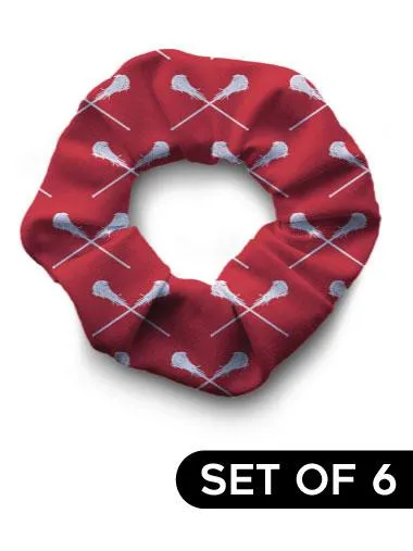 Scrunchie - Lacrosse Red Set of 6