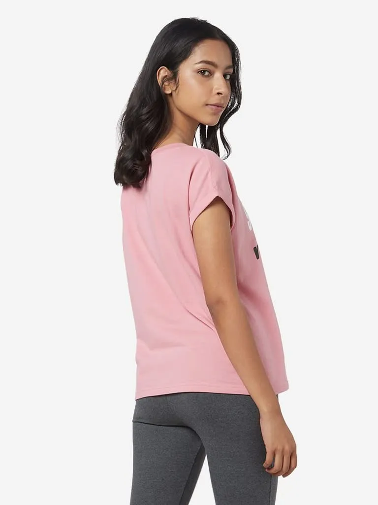Studiofit Pink Typographic Pattern T-Shirt