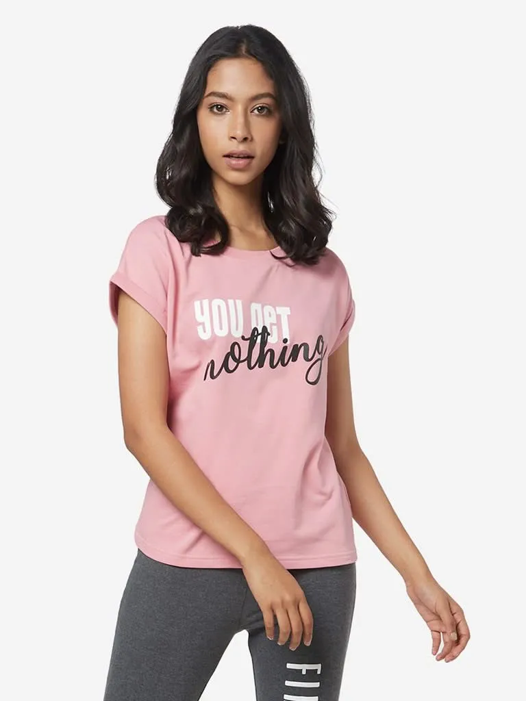 Studiofit Pink Typographic Pattern T-Shirt