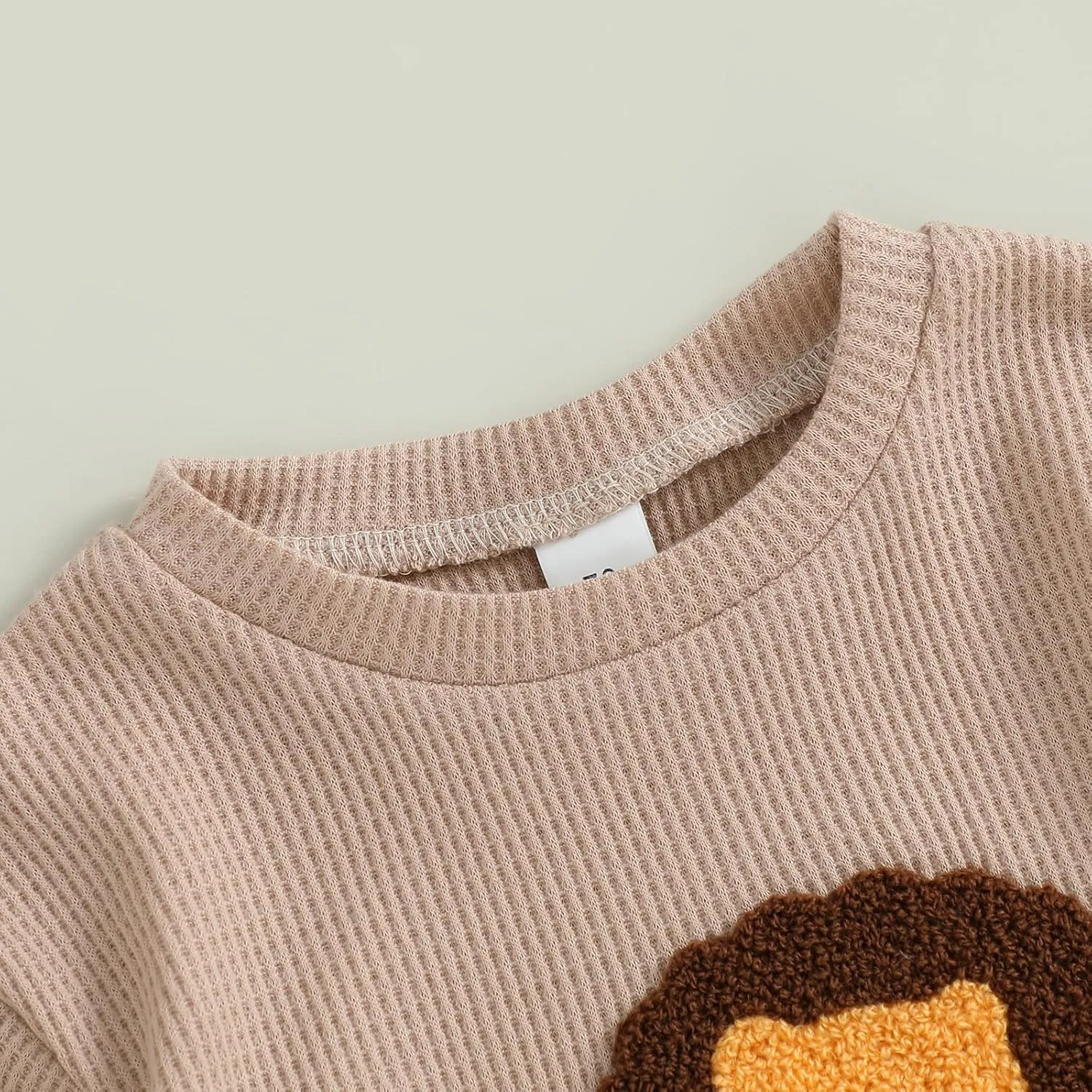 Toddler Baby Boy Summer Outfit Lion Embroidered Short Sleeve T-Shirt Tops Pockets Shorts Waffle Knit Clothes Set