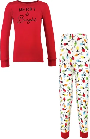 Touched by Nature Unisex Holiday Pajamas, Merry And Bright Kids, 12 Years