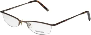 Vera Wang V106 For Ladies/Young Women/Girls Cat Eye Half-rim School Teacher Look Elegant Eyeglasses/Eyewear (52-18-140, Sand/Havana)