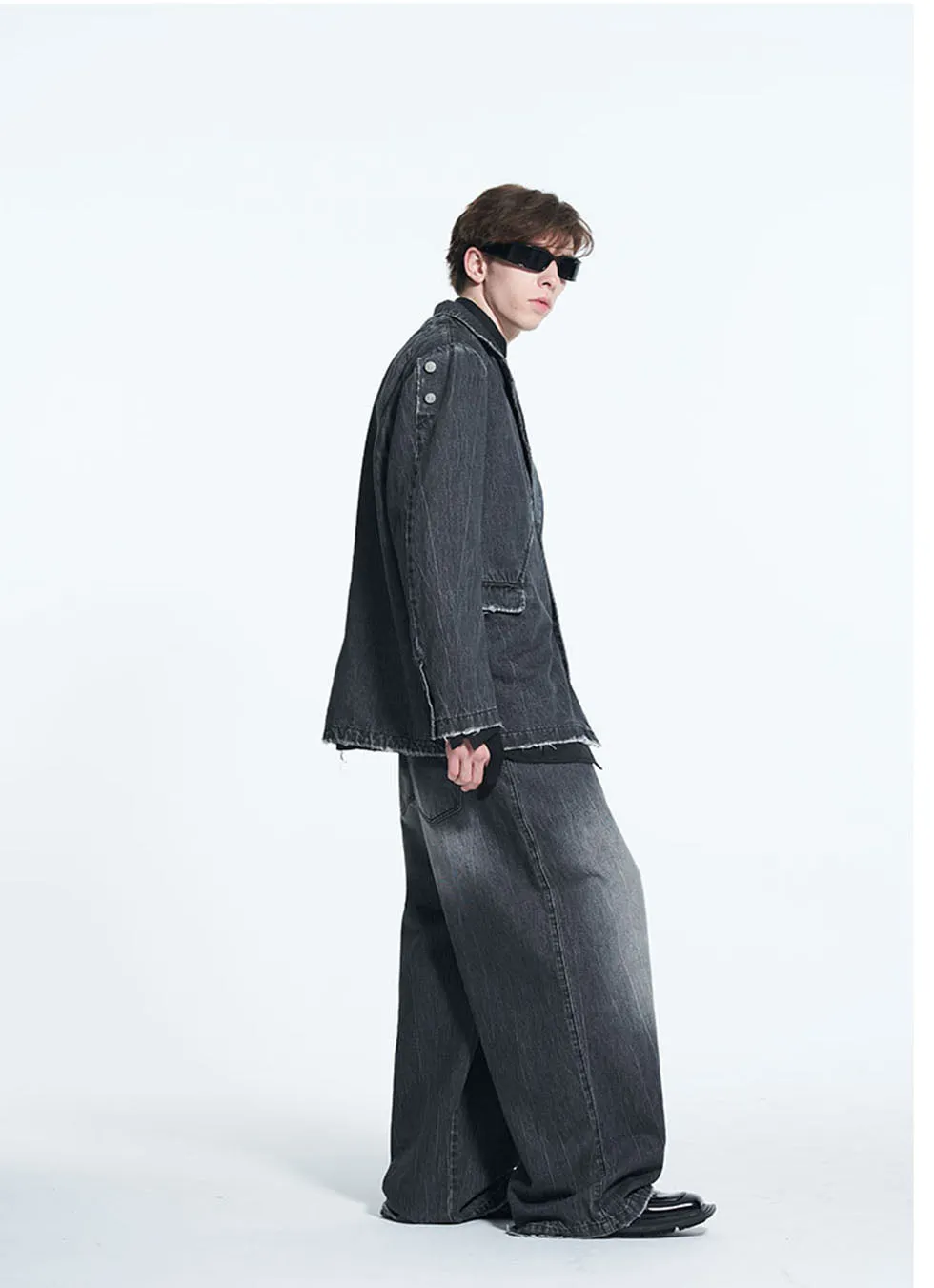 Washed Casual Denim Blazer